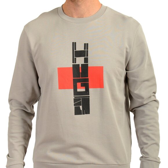 Hugo Boss Men's "Denguin" Gray Logo Print Crewneck Sweatshirt US M IT 50 - Picture 1 of 7